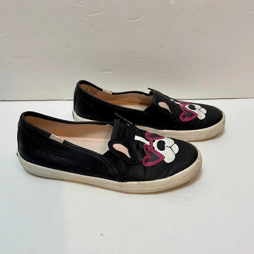 Keds for‎ Kate Spade Shoes Kids 3M Dog Heart Sunglasses Glitter Slip On Casual